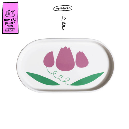 パープルフラワーオーバルプレート