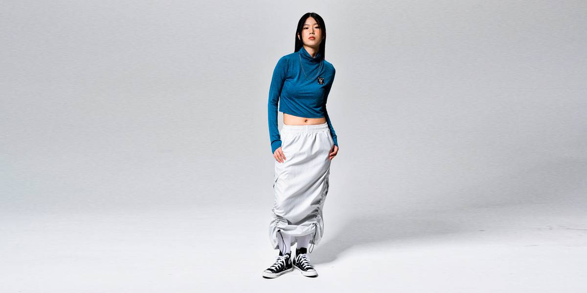 HEART BAND CARGO LONG SKIRTS (GREY)