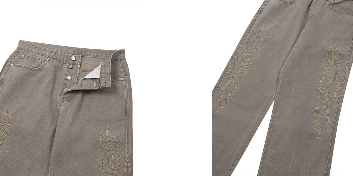 WESTERN STITCHING EMBROIDERY DENIM PANTS(BROWN) - WESKEN - CAVA LIFE