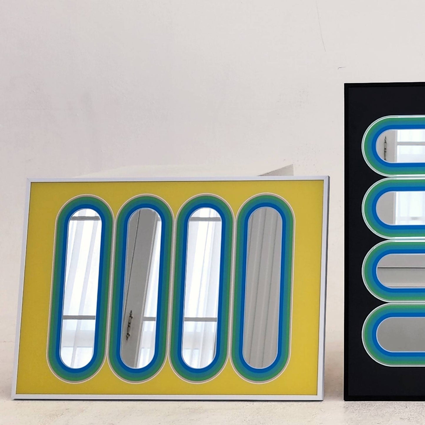 타원과 노랑 포스터 거울 B3/가로형