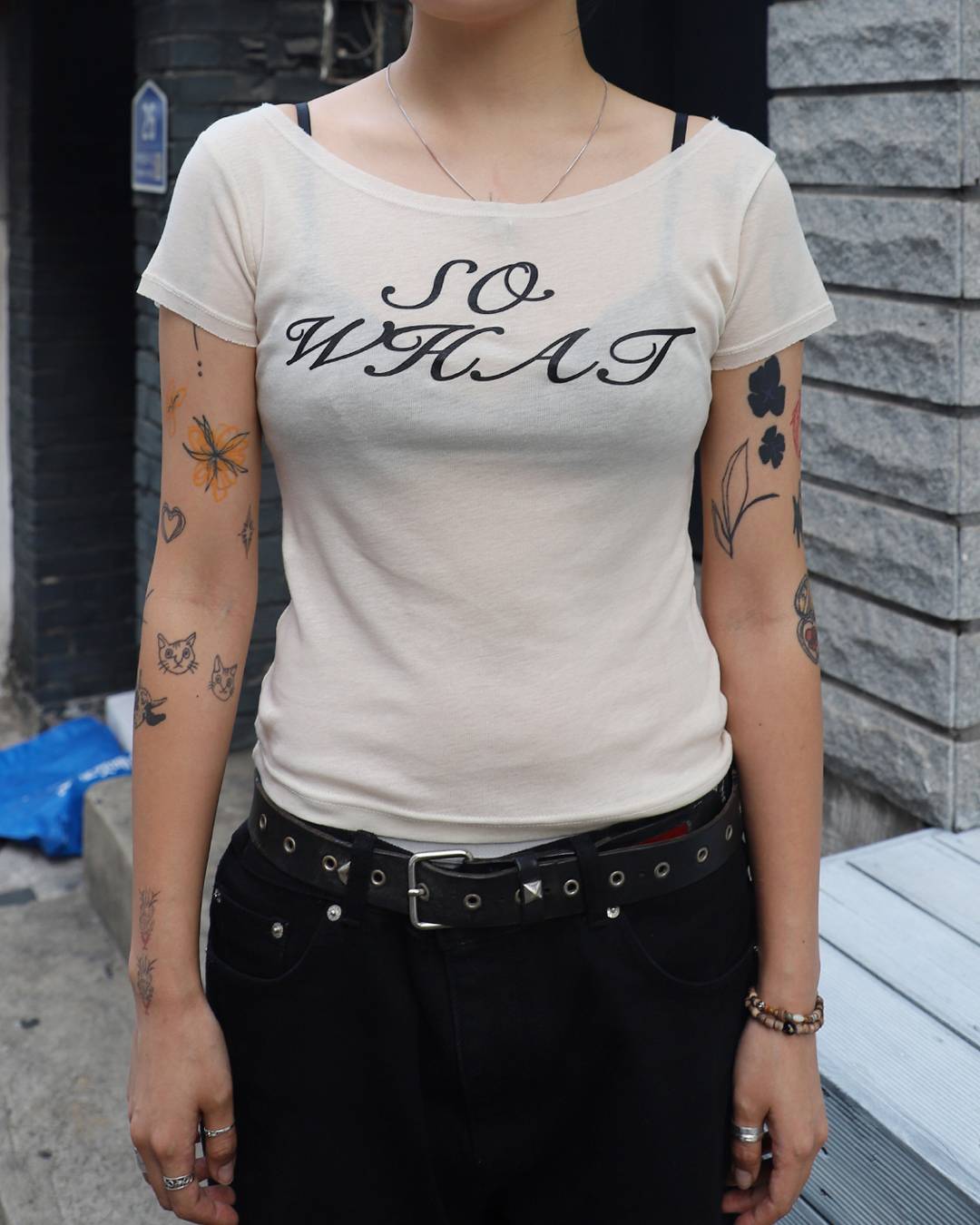 SO WHAT Half Sleeve T-shirt (CREAM)