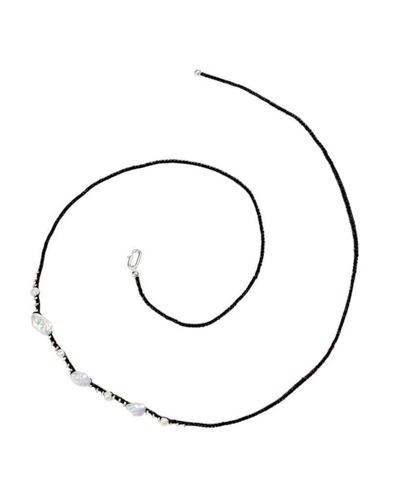 pearl and silver chips metallic crochet necklace & bodychain (bold)