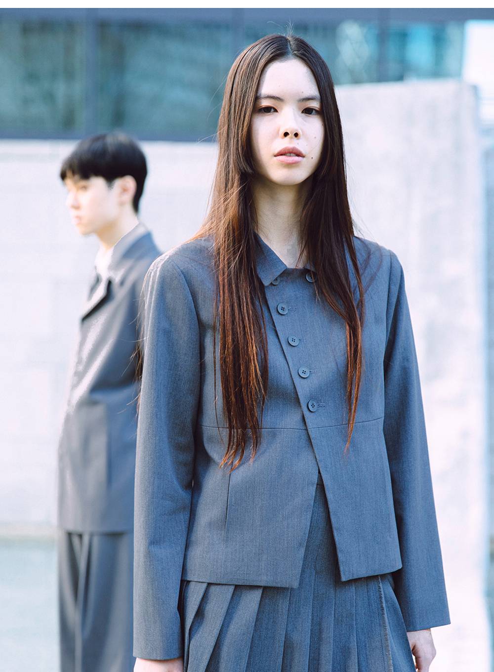 DOUBLE-BUTTON JACKET / GRAY