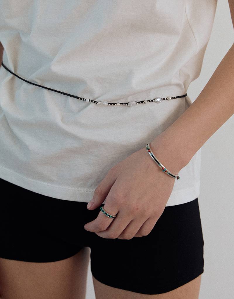 turquoise blocks crochet ring