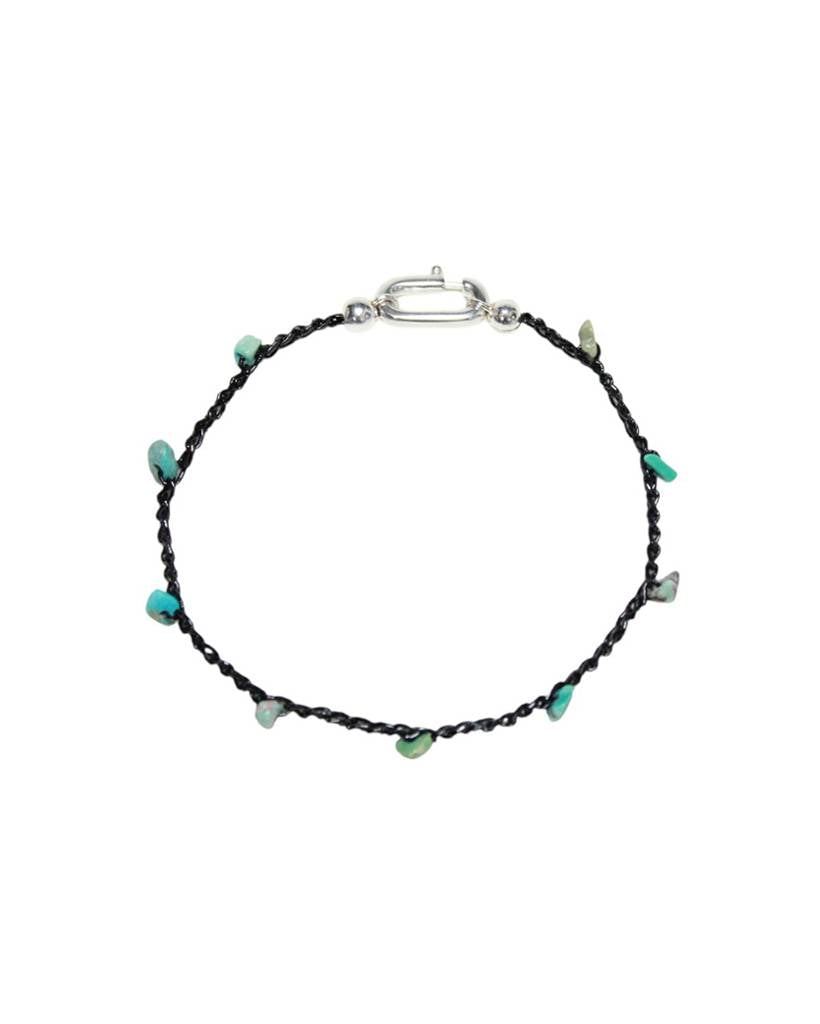 turquoise chips metallic crochet bracelet