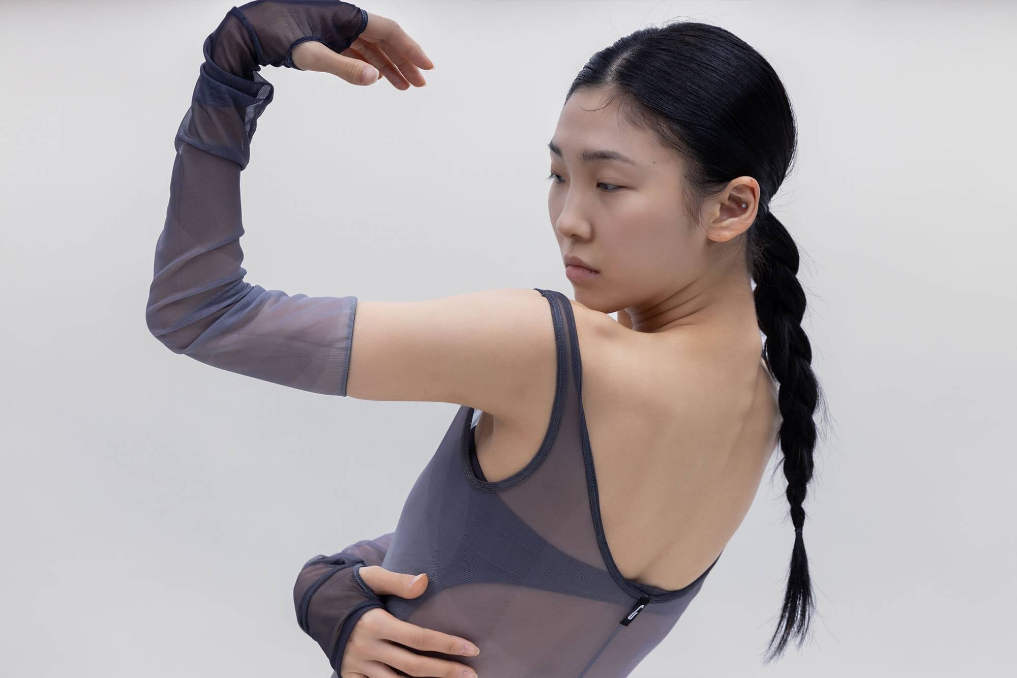 SHEER LAYERED BODYSUIT [DEEP GRAY]