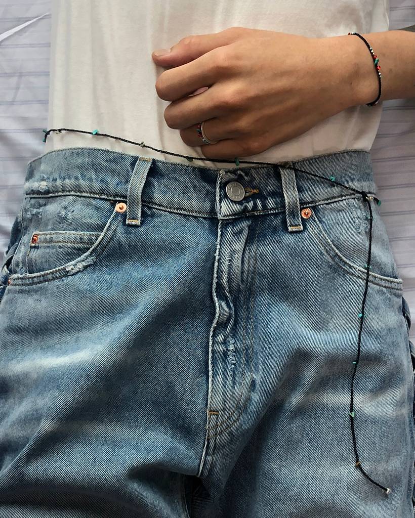 turquoise chips metallic crochet bodychain