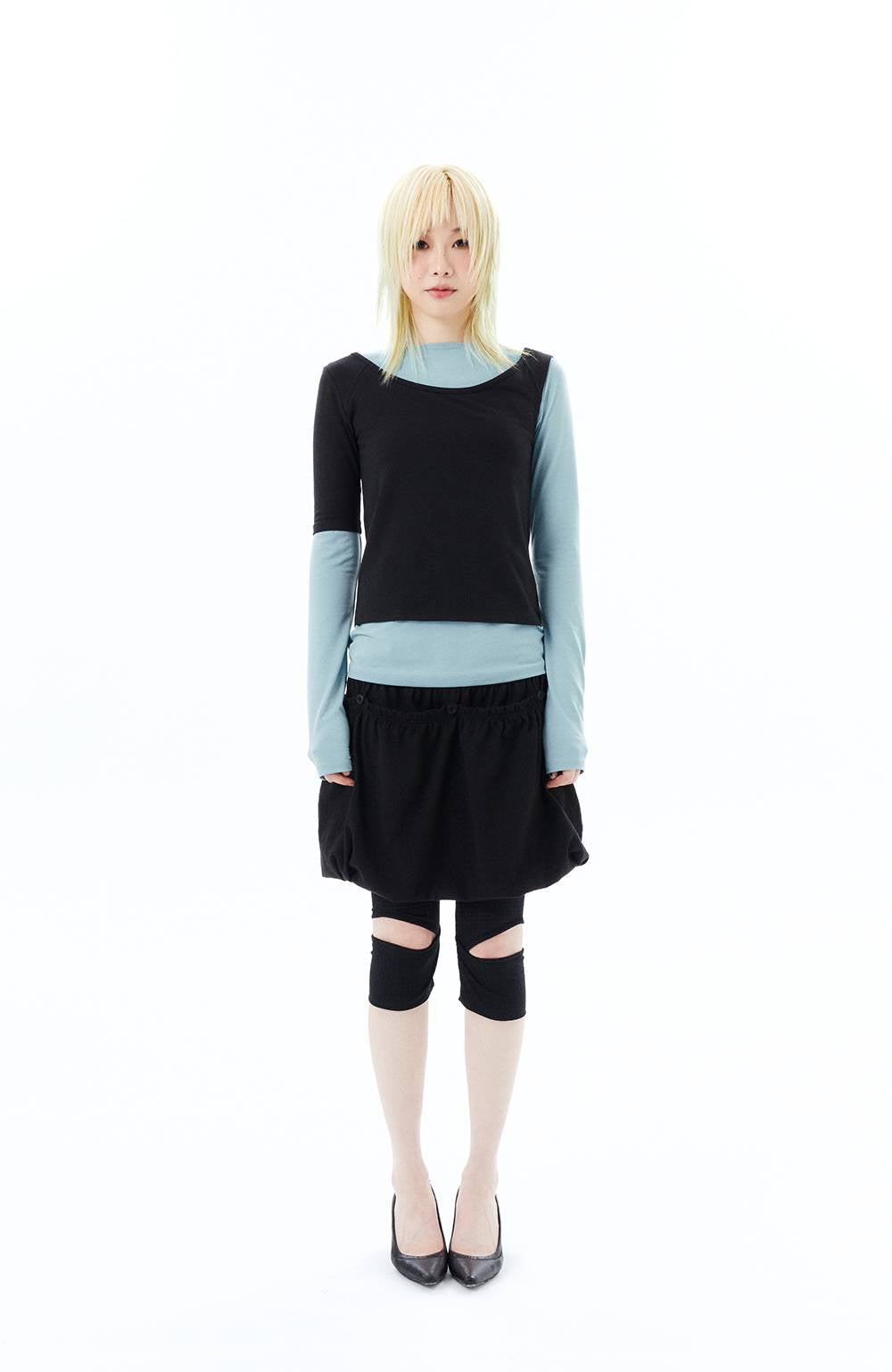 2 IN 1 LAYERED TOP / BLACK