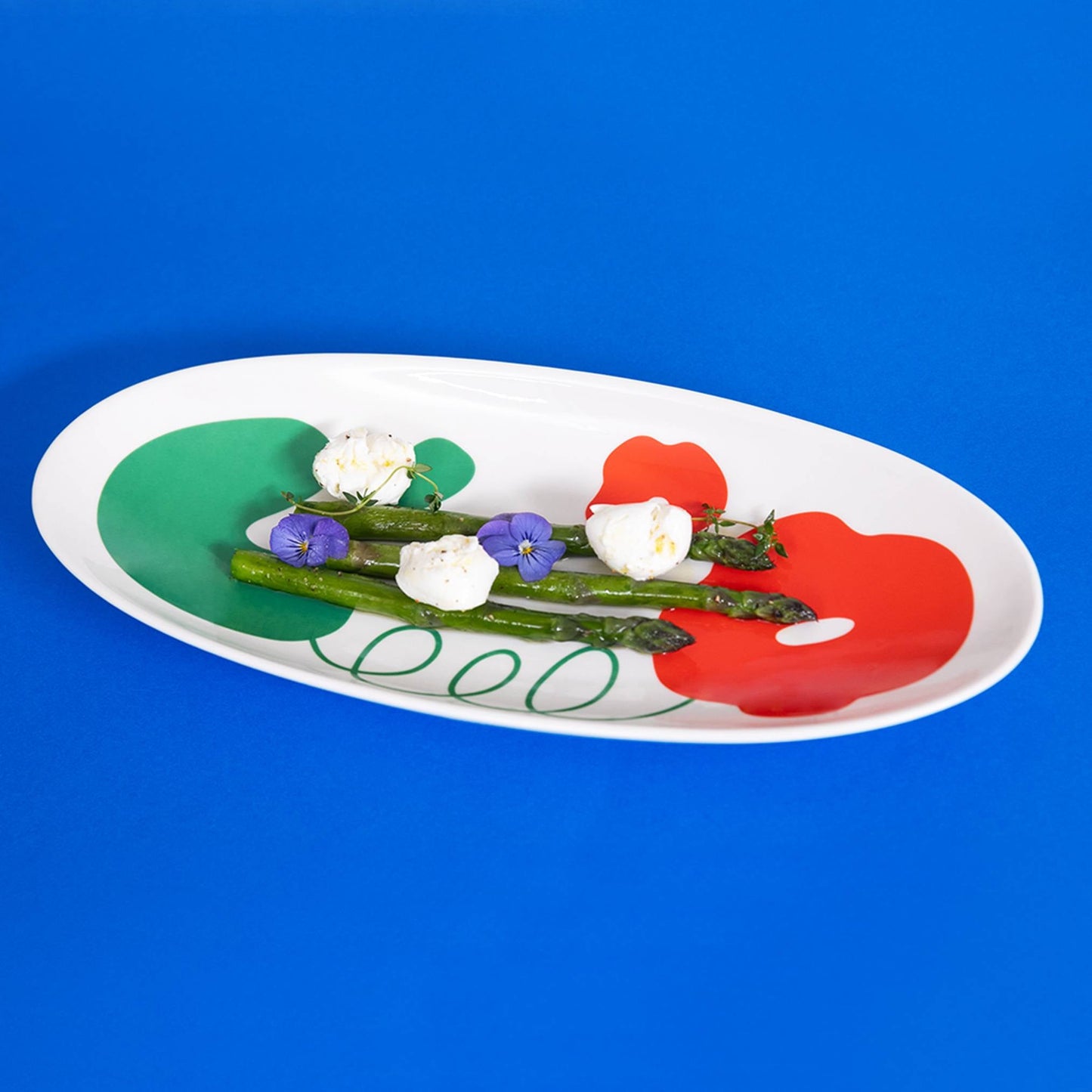 レッドフラワーロングオーバルプレート