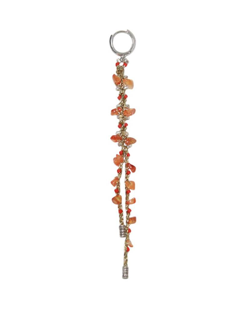 carnelian chips metallic crochet earring