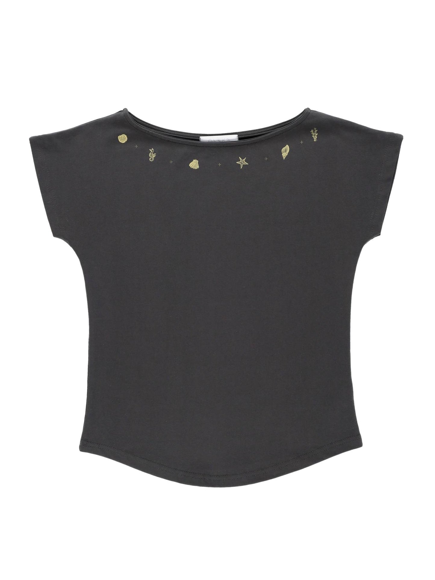 SHELL CAP SLEEVE T (CHARCOAL)