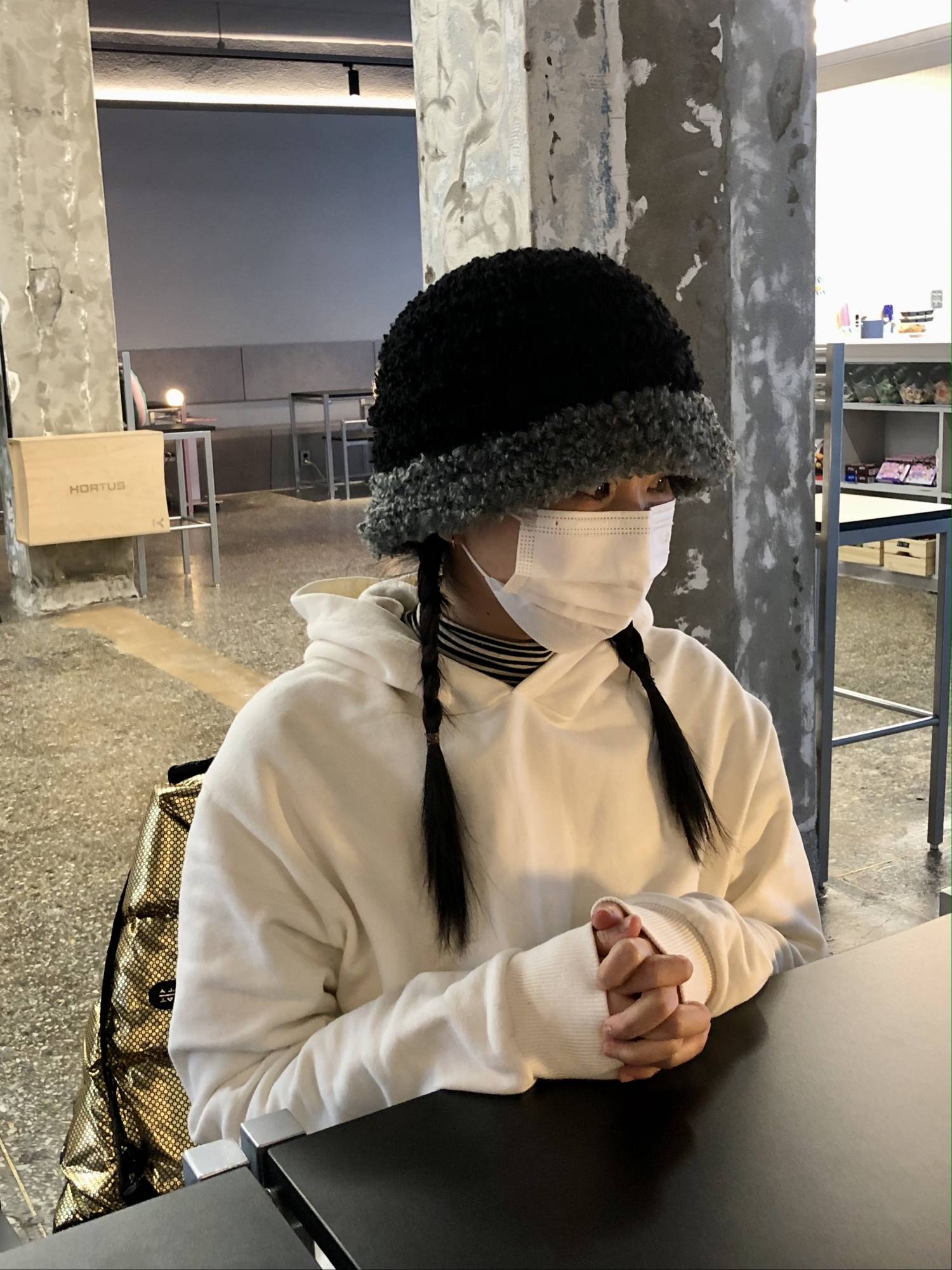 Fluffy Bucket / 플러피 니트 버킷햇 - Black