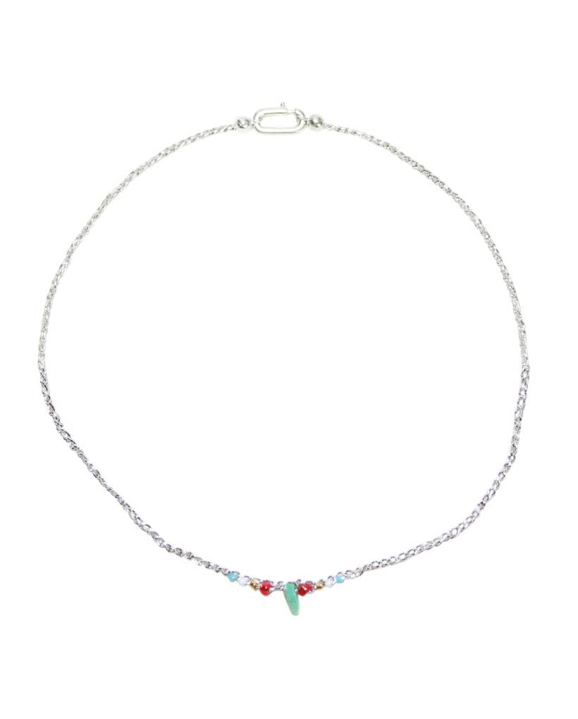 aztec salad metallic crochet necklace