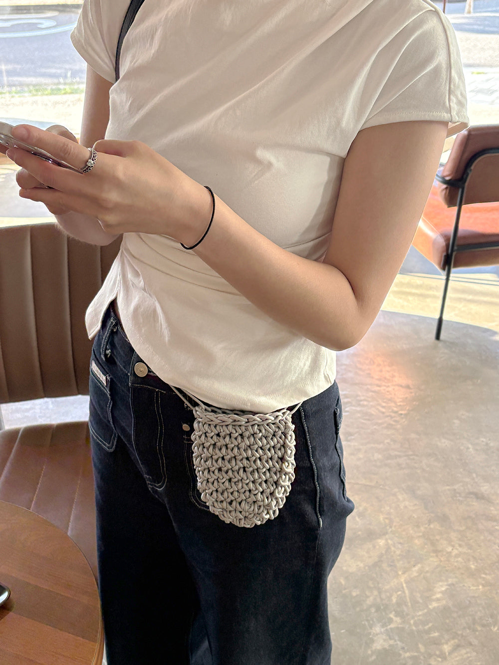 미니 바스켓 크로스 백 - Light Grey