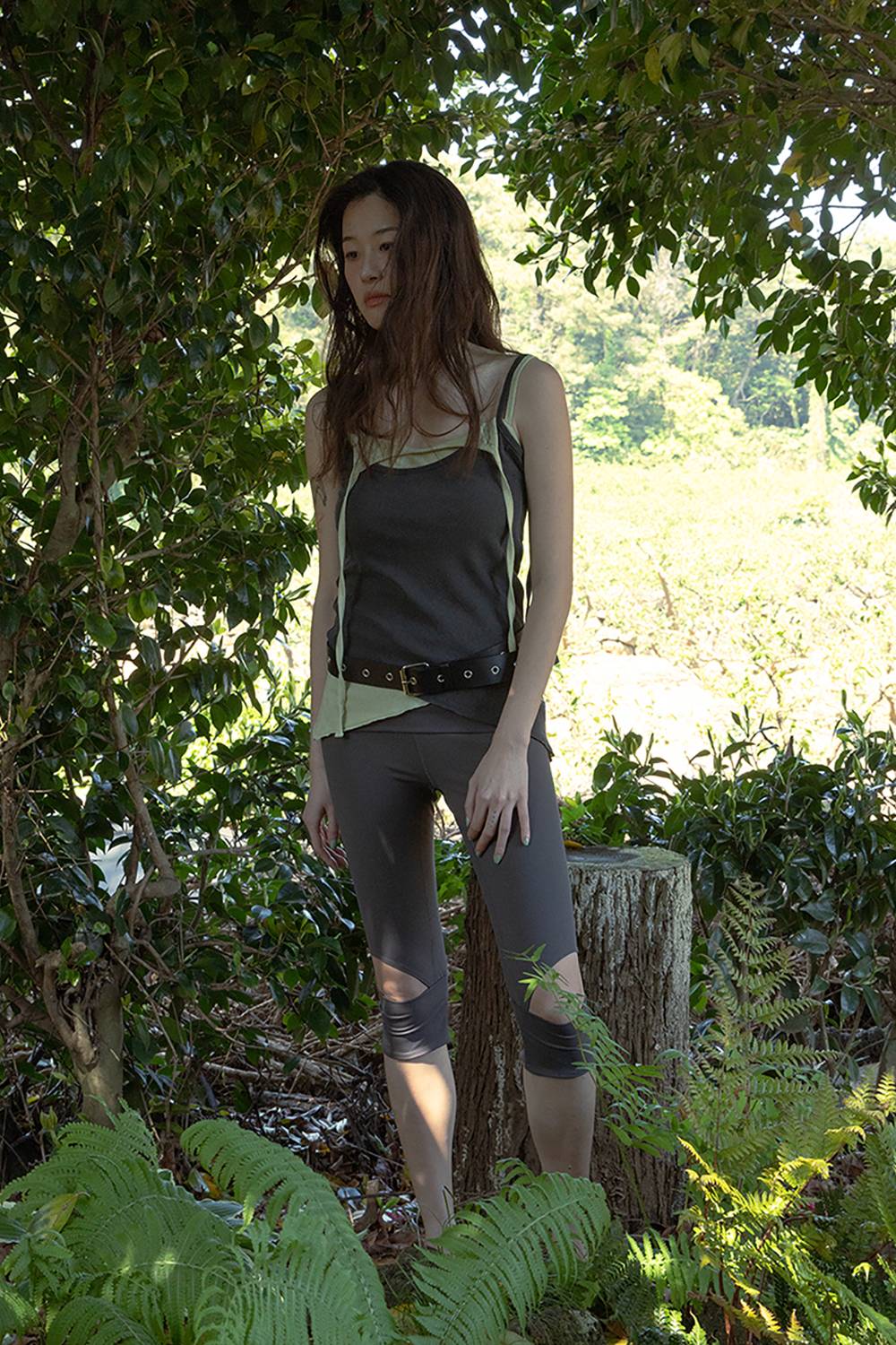 SLIT CUFFED LEGGINGS / BROWN