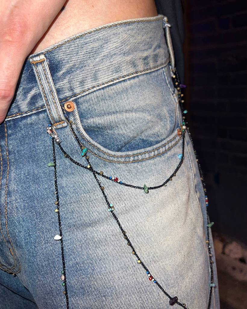 night of village metallic crochet bodychain