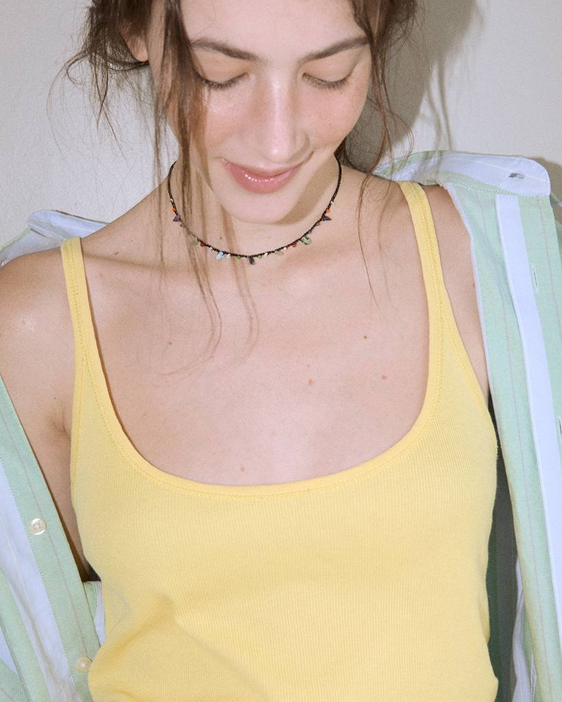 multi-chips metallic crochet necklace