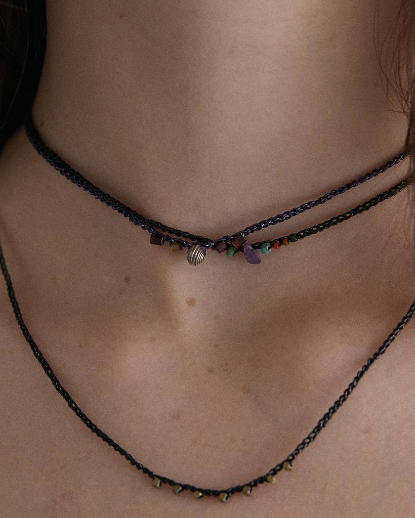 pastry and peanut metallic crochet necklace