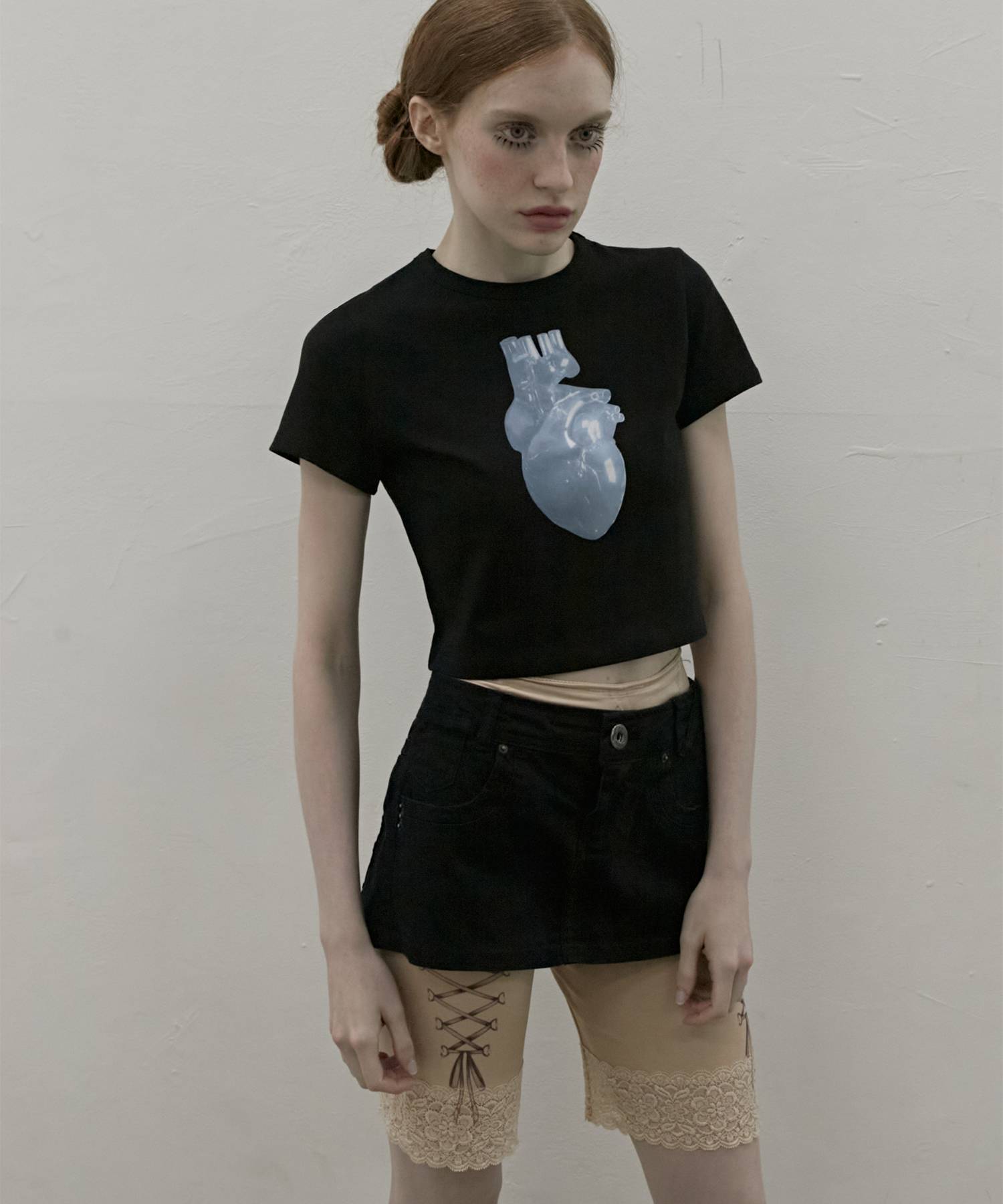 Heart Short Sleeve Tee BLACK