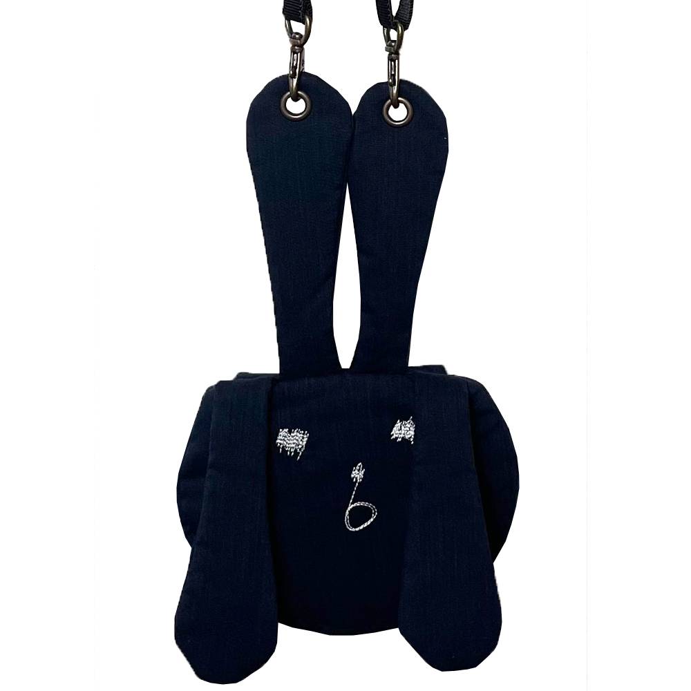 무기력 토끼 얼굴 자수 크로스 카드백 Navy - Whimsy Mind 윔지마인드 - CAVA LIFE