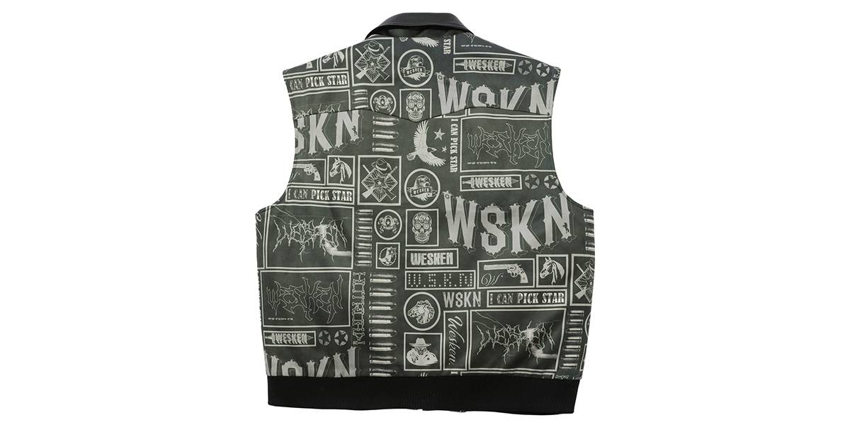 MA-1 BATTLE GRAPHIC STUD DETAILED PADDED VEST(BLACK) - WESKEN - CAVA LIFE