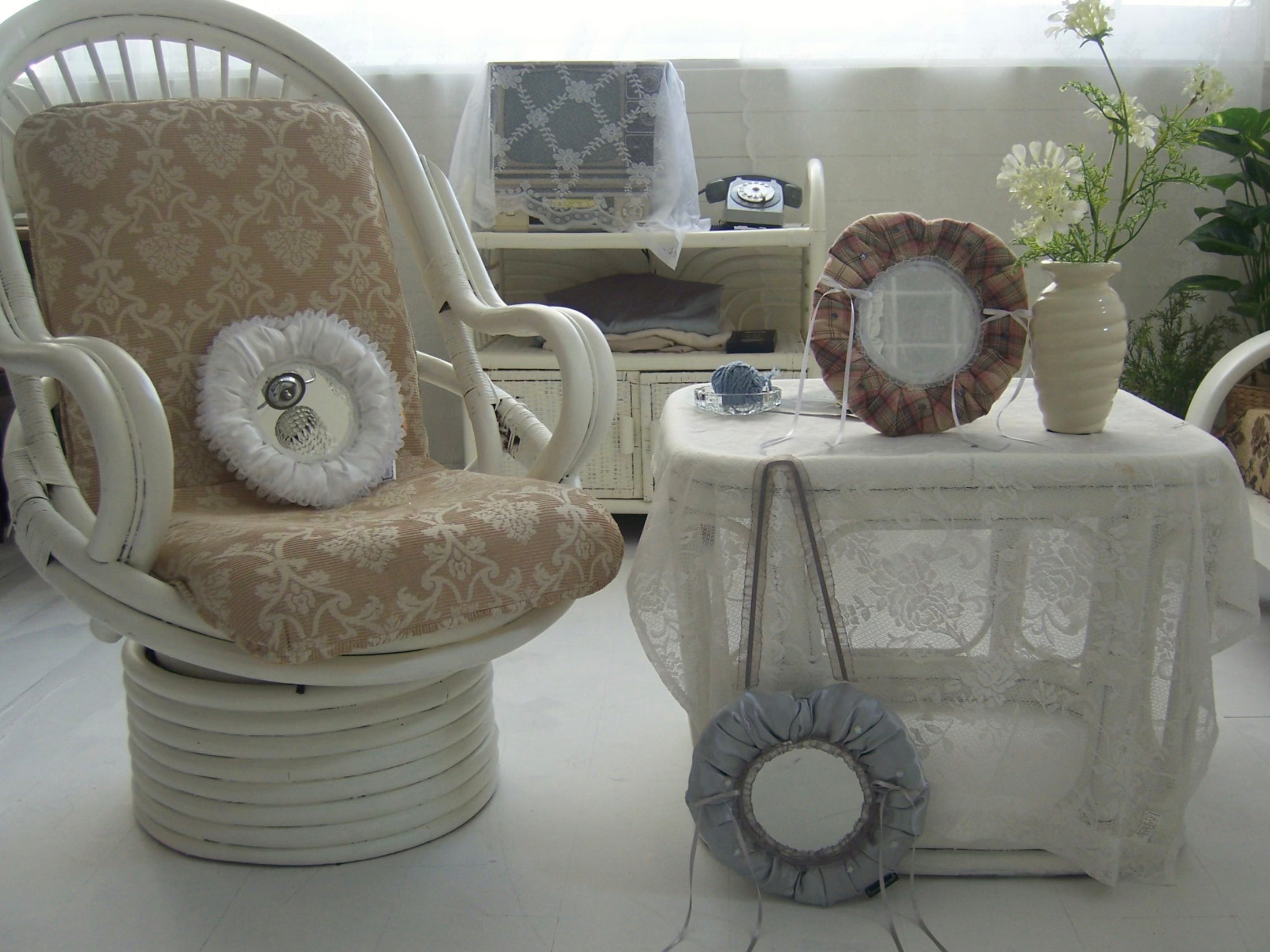 핸드메이드 하트 쿠션 거울 오브제 Selene