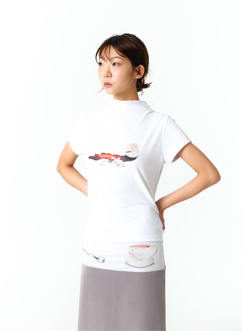 MEDITATIVE IMAGE MAXI SKIRT (GRAY)