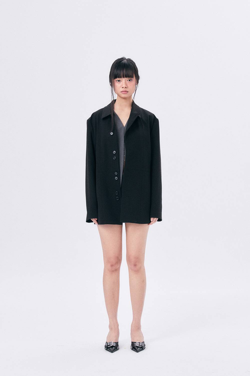 UNBALANCE COLLAR JACKET / BLACK - HALOMINIUM  할로미늄 - CAVA LIFE