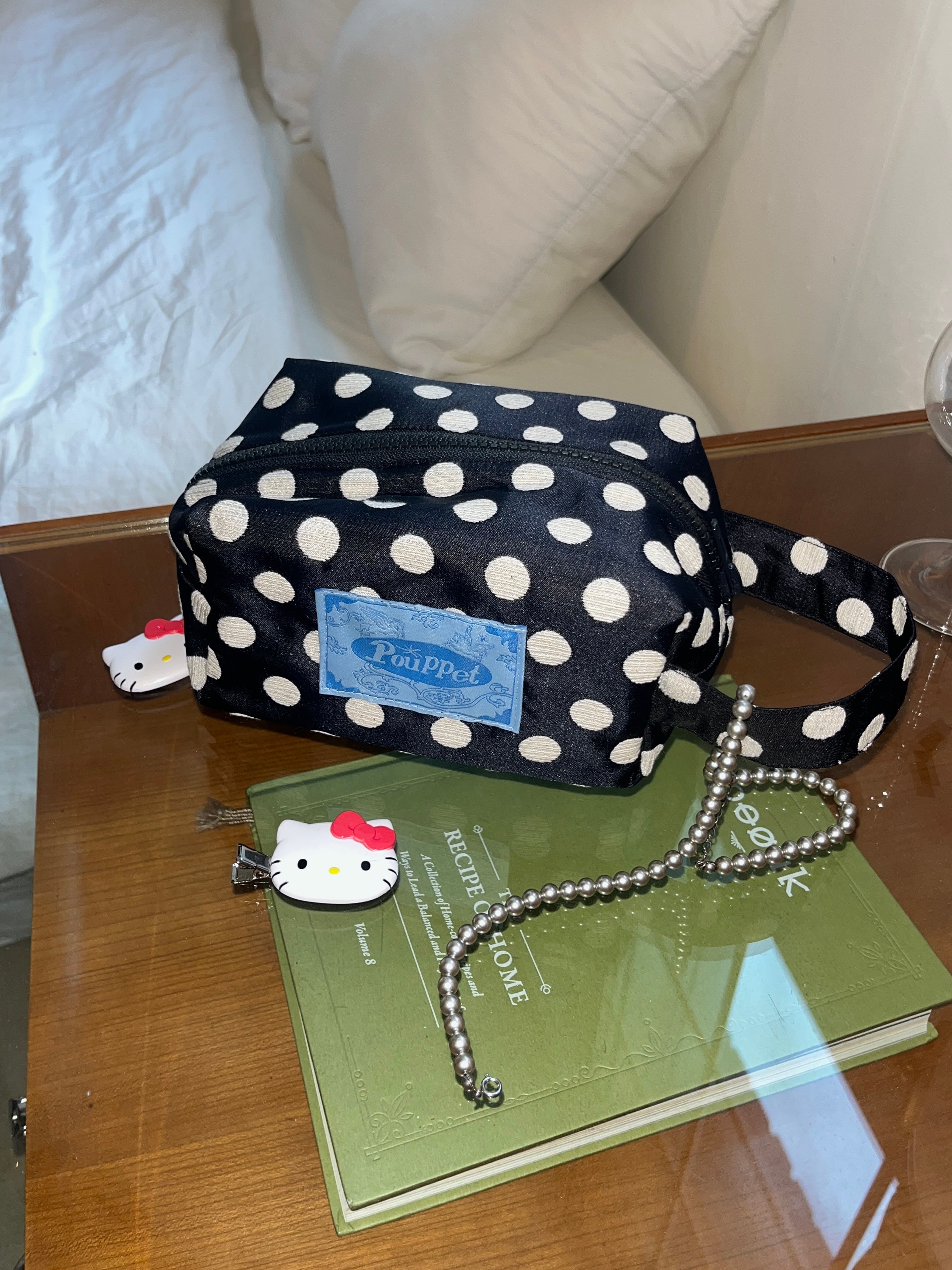 Silky Dot Pouch - Navy