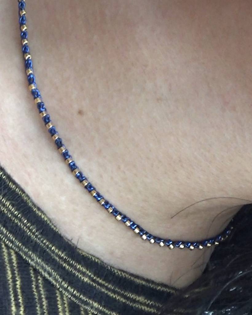 midnight sun metallic crochet necklace