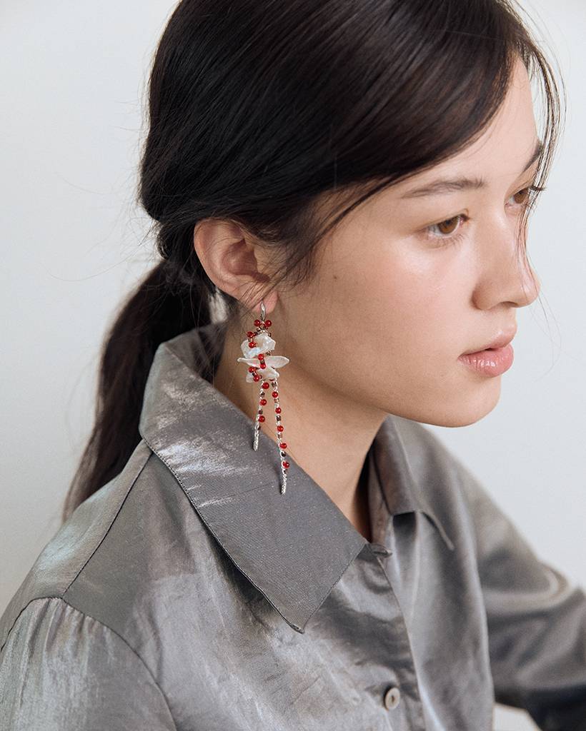 blush blush soluna metallic crochet earring