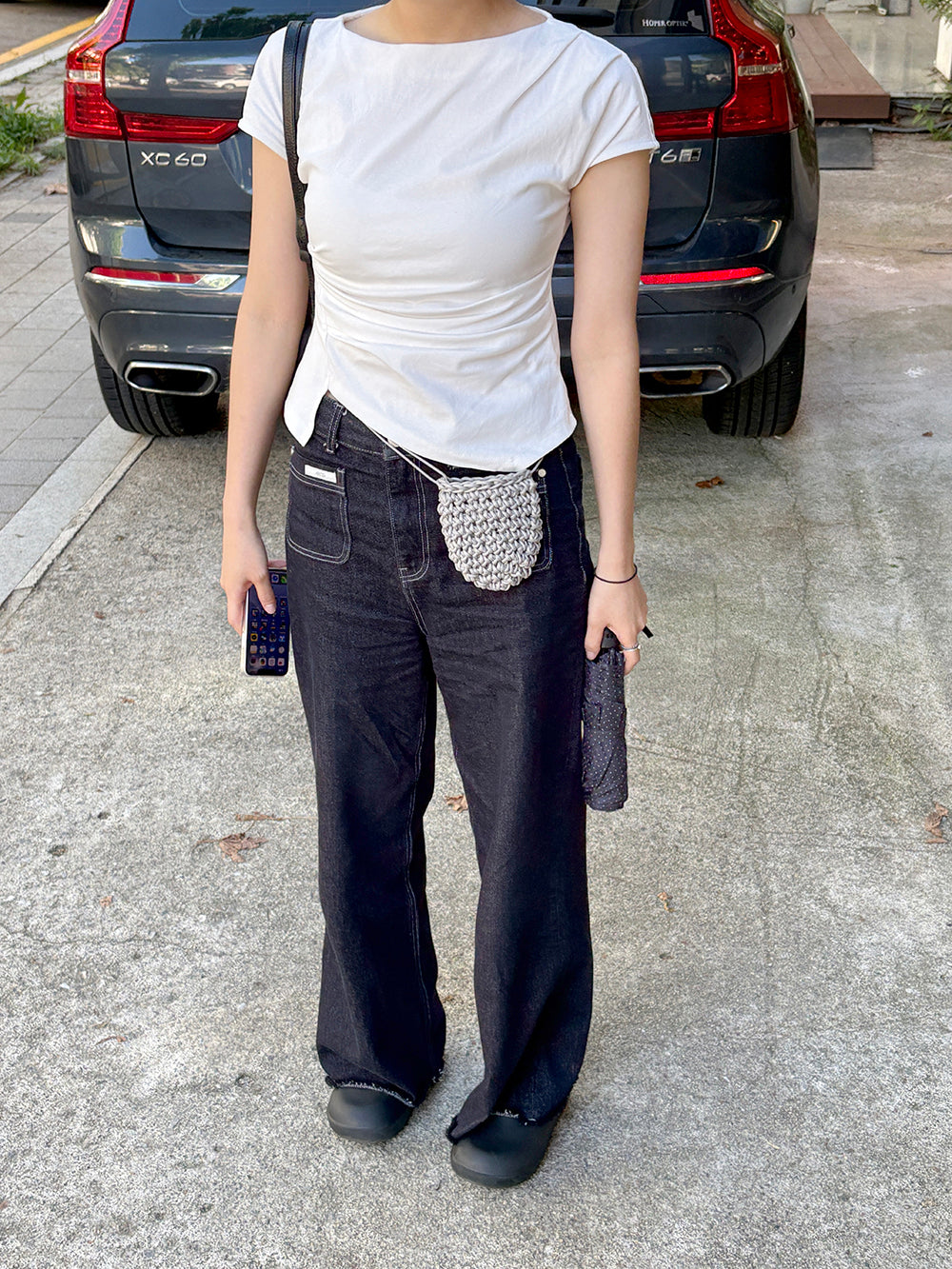 미니 바스켓 크로스 백 - Light Grey