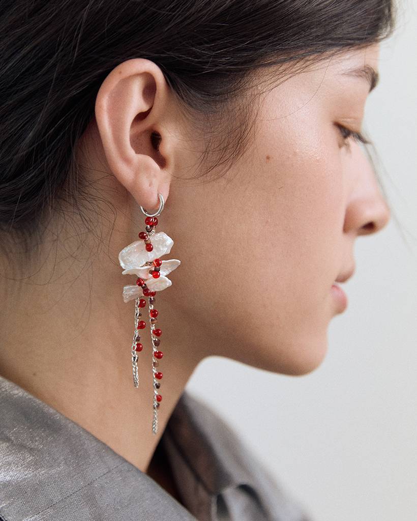 blush blush soluna metallic crochet earring