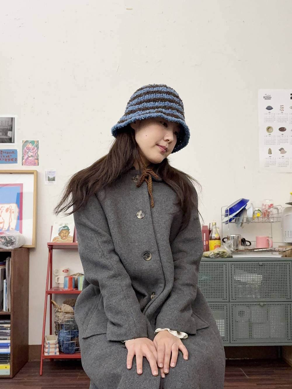 TEDDY BUCKET HAT 테디 니트 버킷햇 - Blue