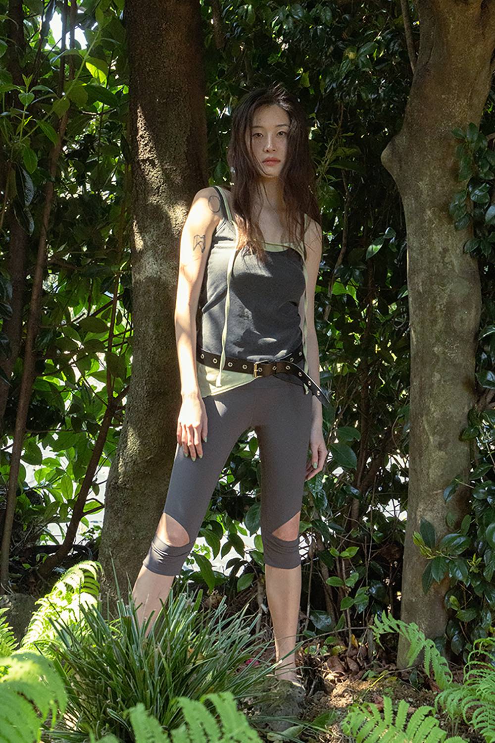 SLIT CUFFED LEGGINGS / BROWN