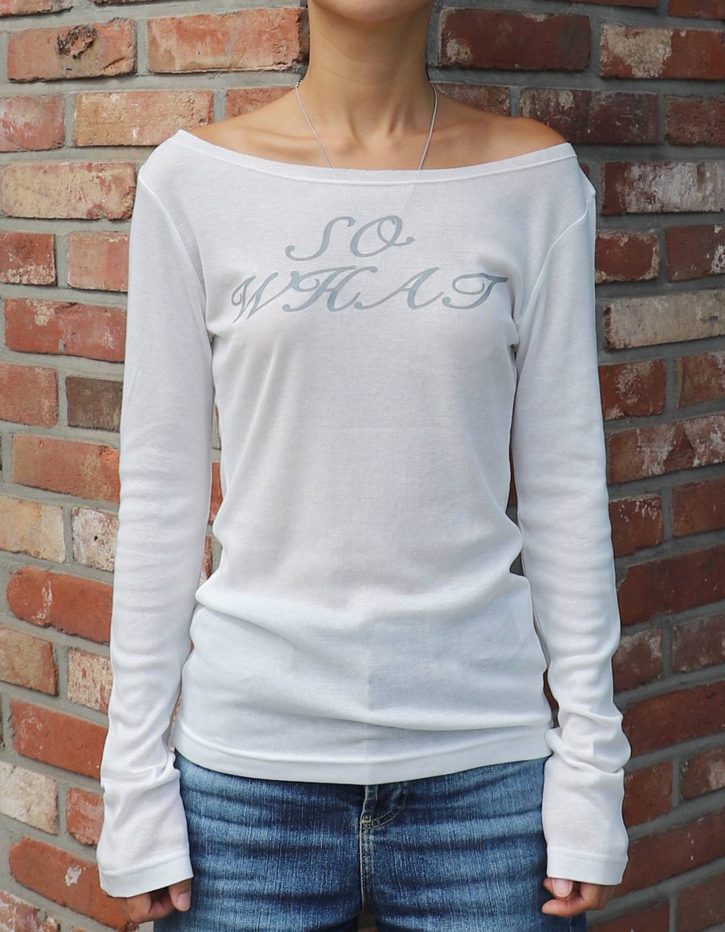 SO WHAT long-sleeved T-Shirt (WHITE) WOMENS