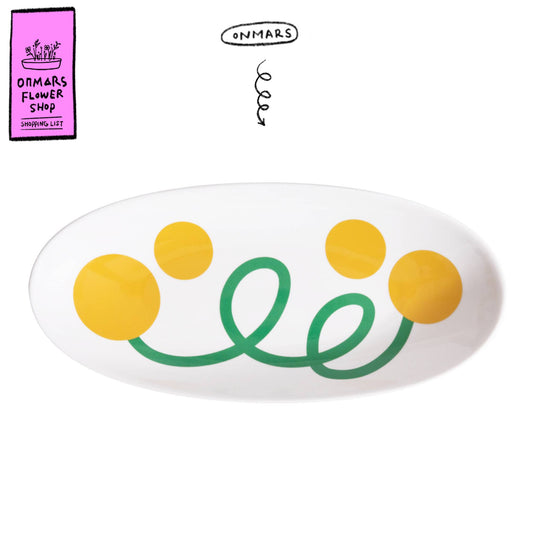 イエローフラワーロングオーバルプレート