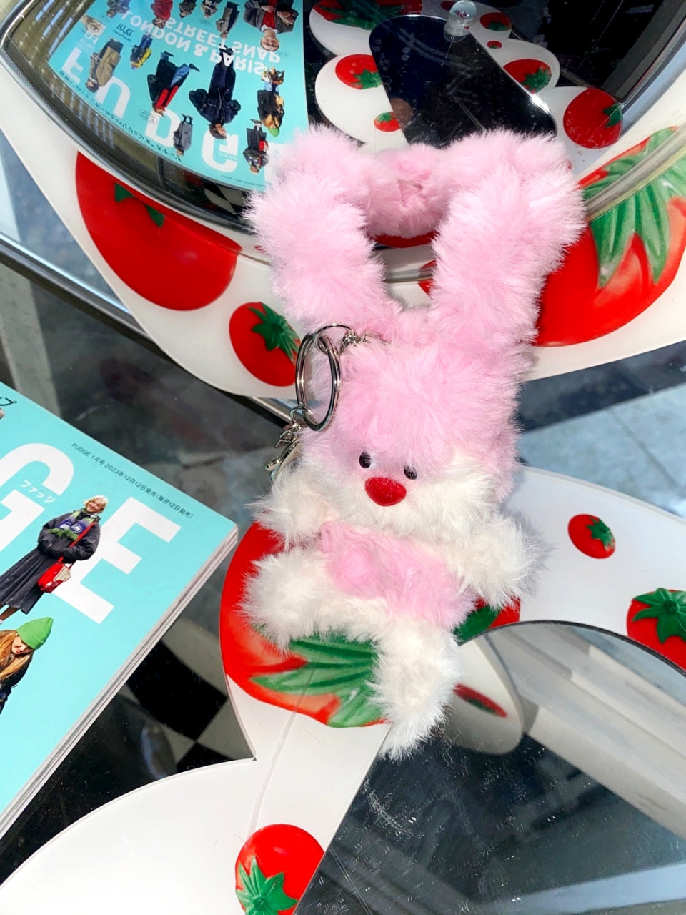 Pink rabbit key ring
