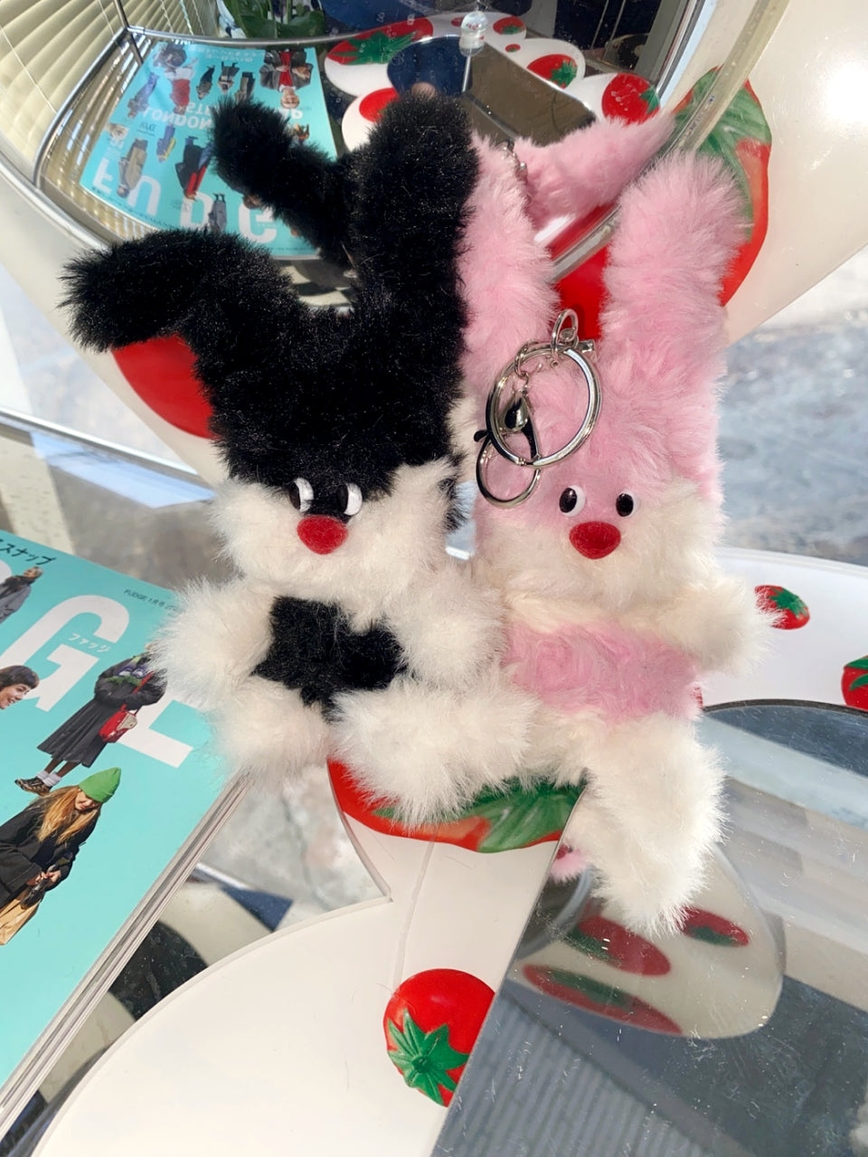 Pink rabbit key ring