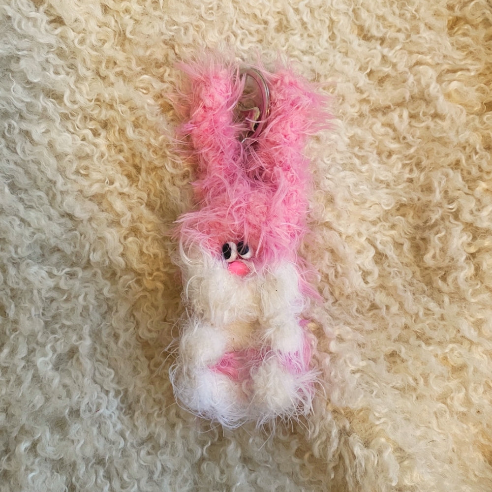 wiggly pink rabbit keyring