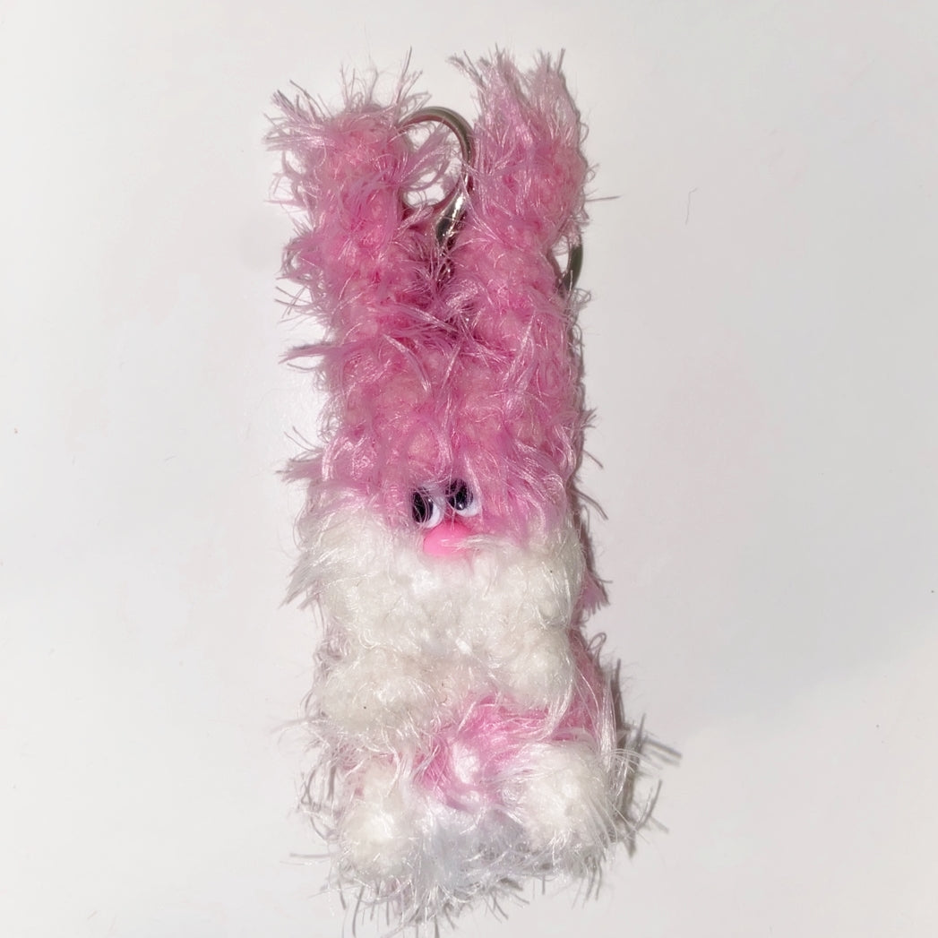 wiggly pink rabbit keyring