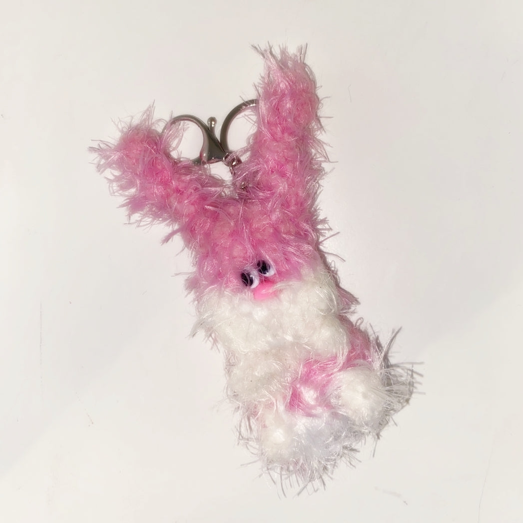 wiggly pink rabbit keyring