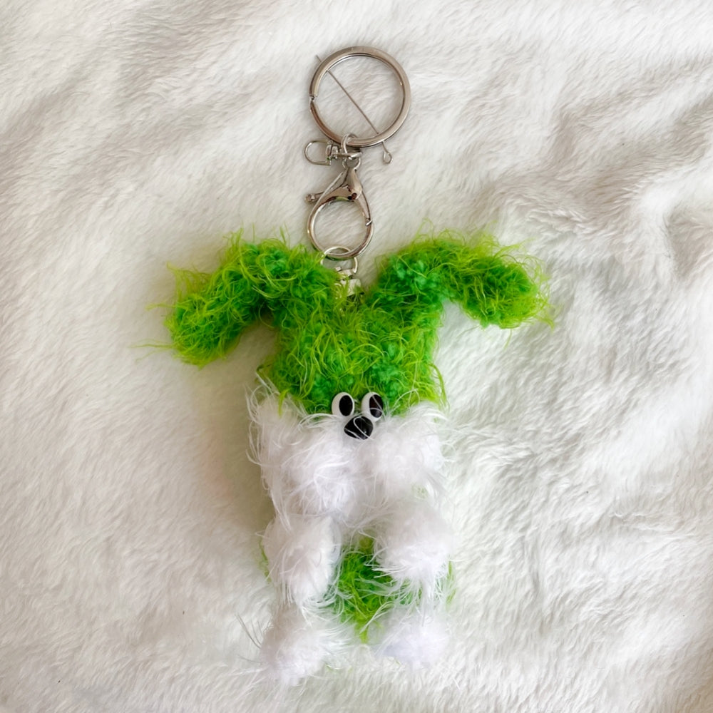 wiggly green rabbit keyring