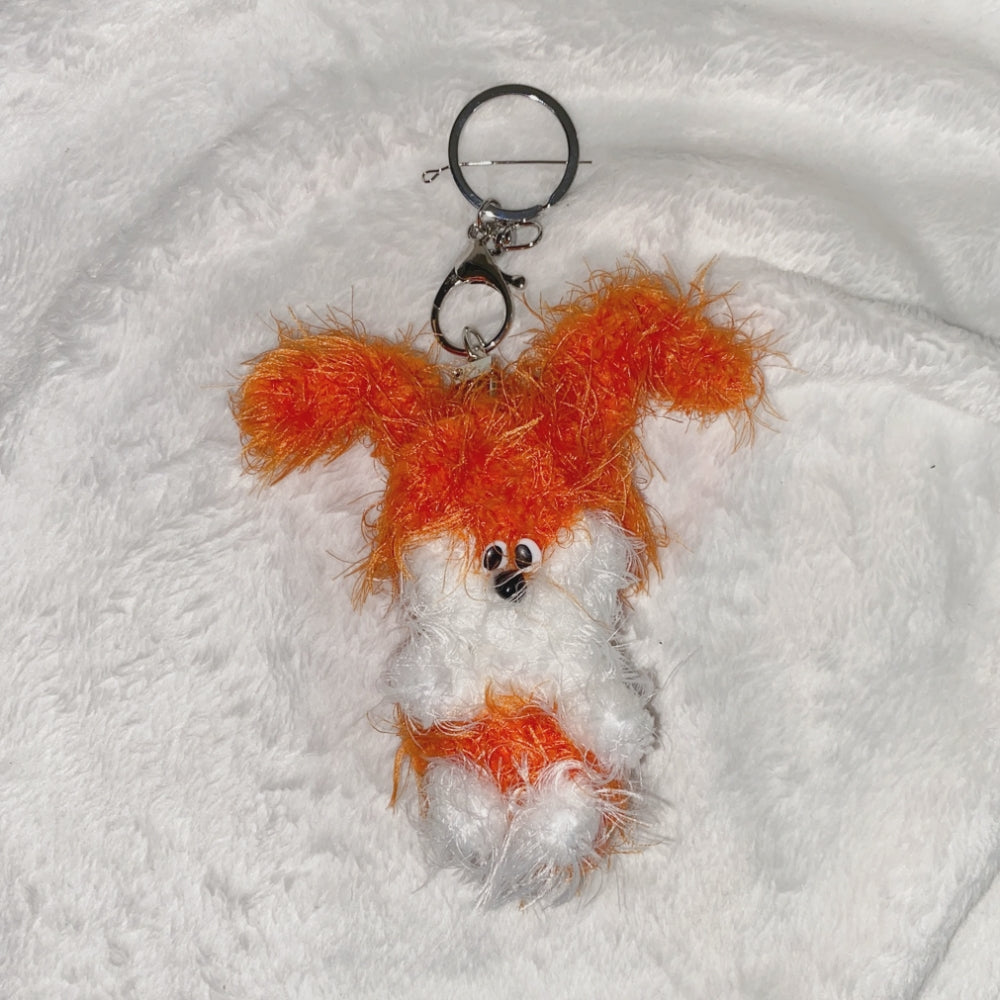 wiggly orange rabbit keyring