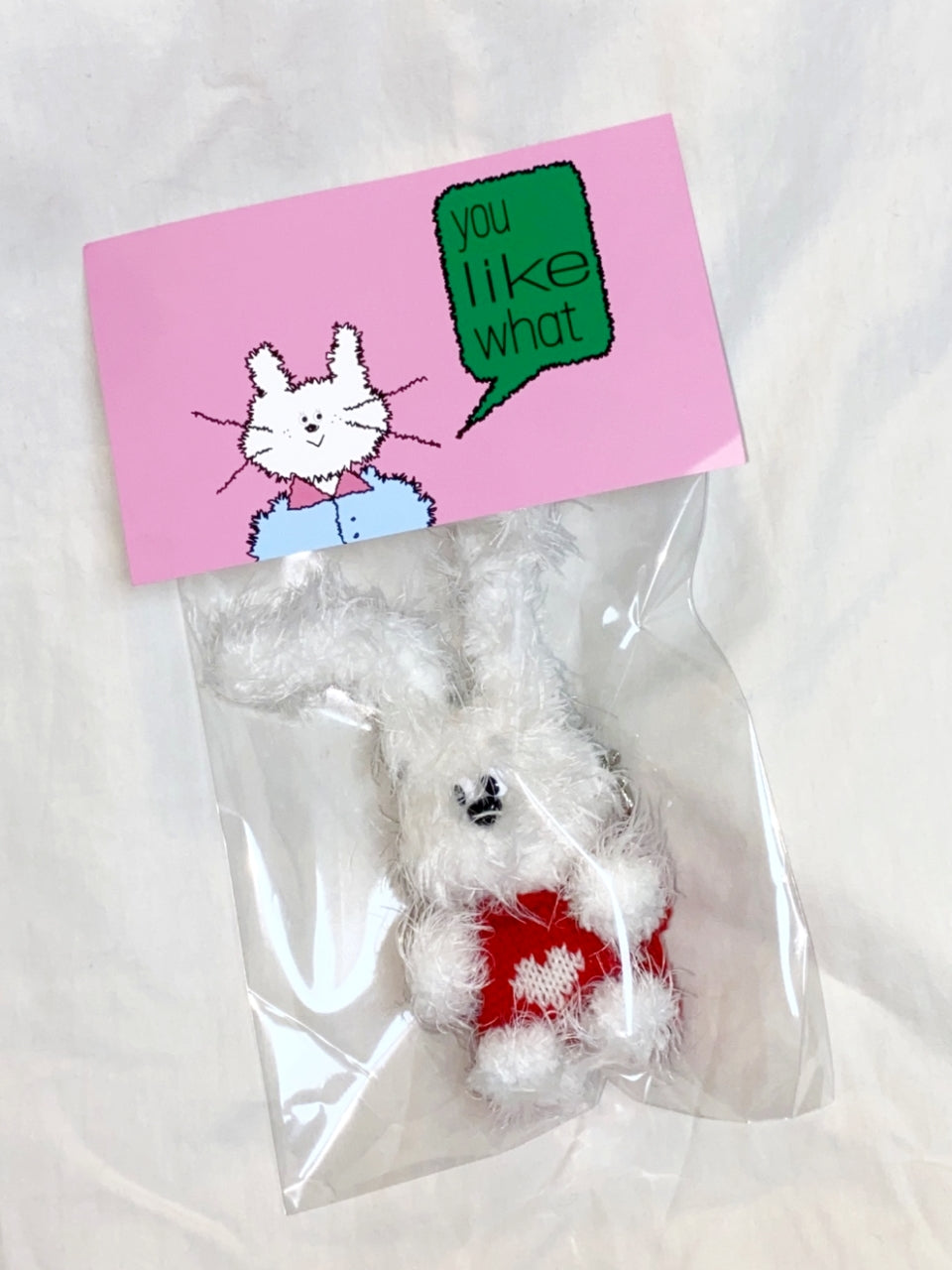 wiggly white rabbit keyring