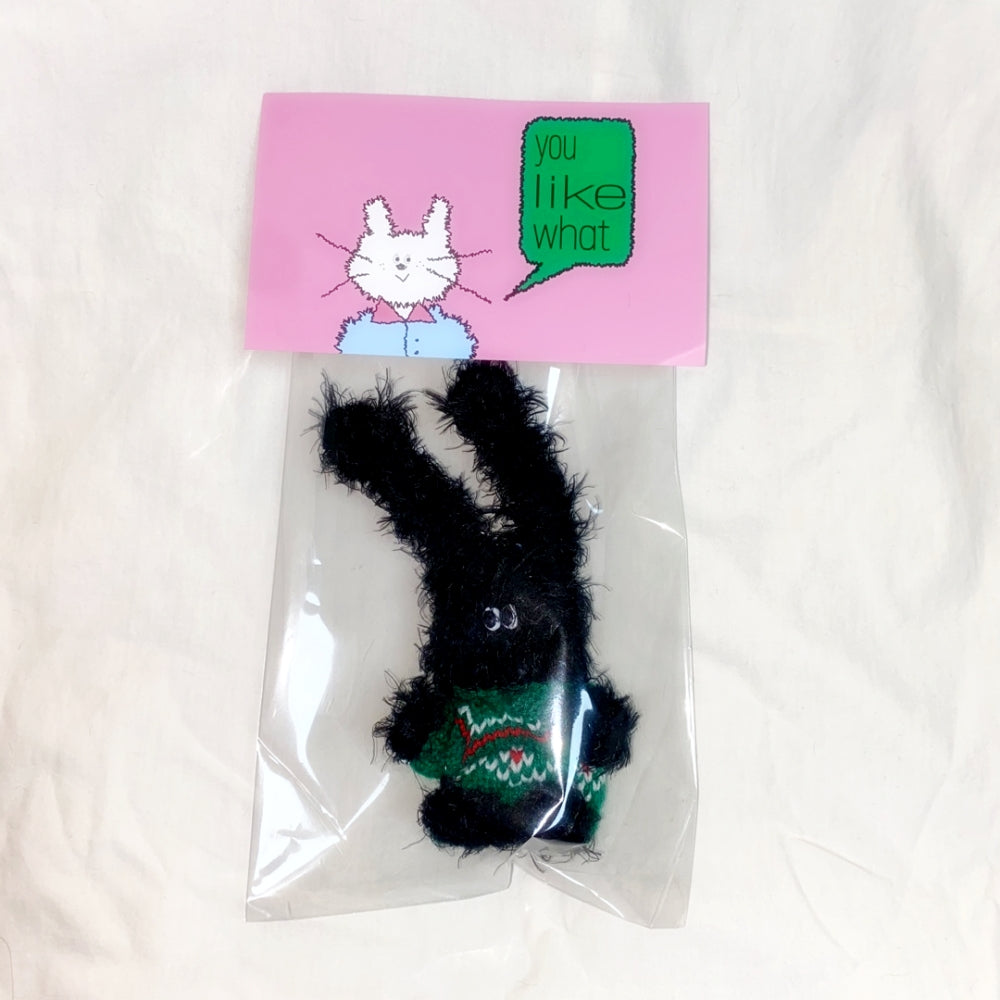wiggly black rabbit keyring