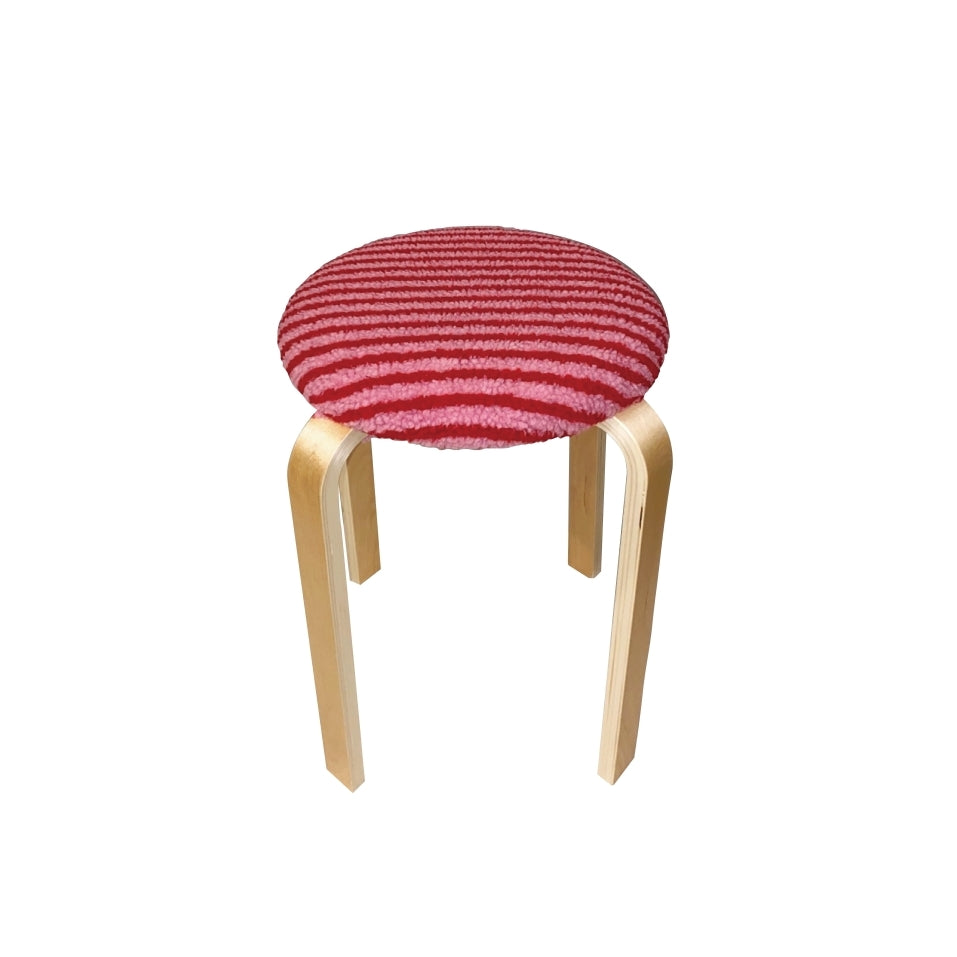 Fur stripe stool (red&pink)