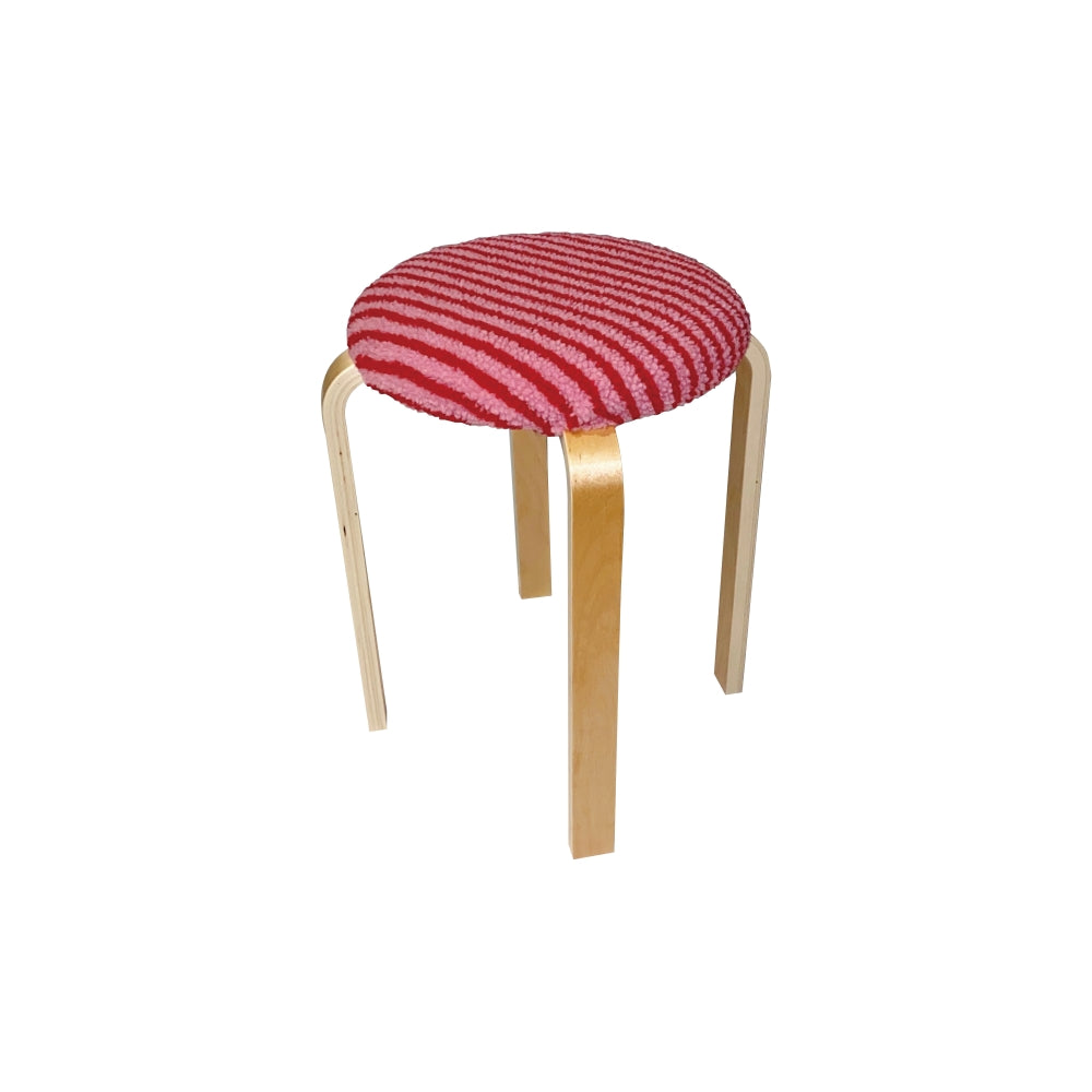 Fur stripe stool (red&pink)