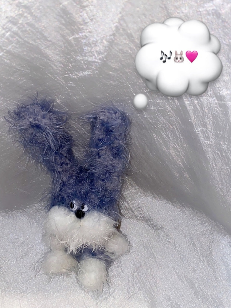 wiggly blue rabbit keyring