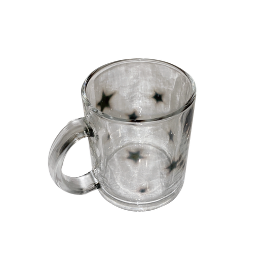 Black star glass mug (gloss)
